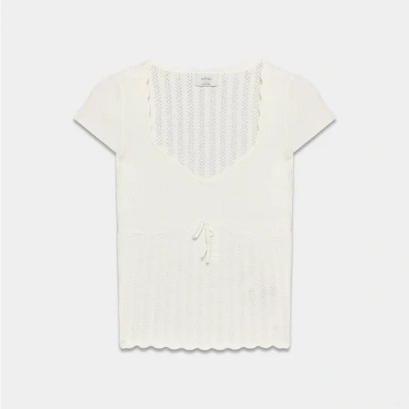 Aritzia Soloist Short-sleeve Cream Ribbed Knit Top - Picture 3 of 5